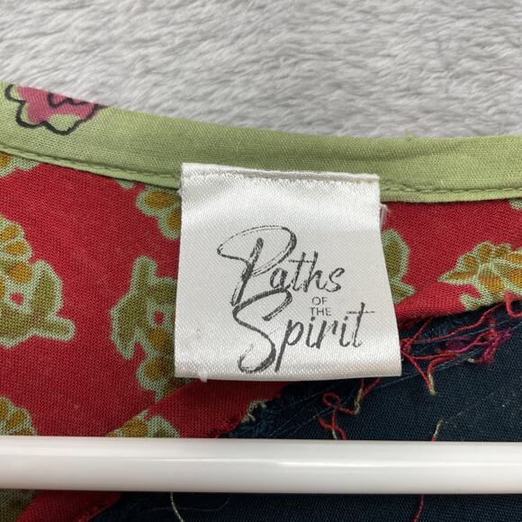 Paths of the Spirit Patchwork Boho Dress Womens L/XL Scoop Neck Asymmetrical - Picture 3 of 7